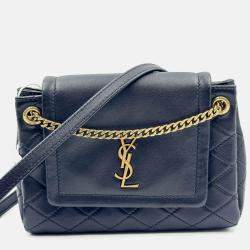 Pre Owned Saint Laurent black Quilted Leather Mini Nolita Shoulder Bag