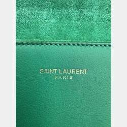 Pre Owned Saint Laurent Green Leather Y-Ligne Clutch