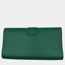 Pre Owned Saint Laurent Green Leather Y-Ligne Clutch
