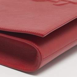 Pre Owned Saint Laurent Red Leather Belle De Jour Flap Clutch