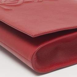 Pre Owned Saint Laurent Red Leather Belle De Jour Flap Clutch