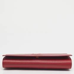 Pre Owned Saint Laurent Red Leather Belle De Jour Flap Clutch