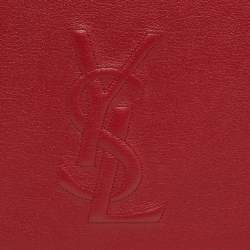 Pre Owned Saint Laurent Red Leather Belle De Jour Flap Clutch