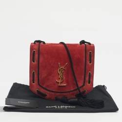 Pre Owned Saint Laurent Red/Black Suede Fetish Crossbody Bag