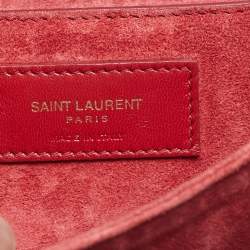 Pre Owned Saint Laurent Red/Black Suede Fetish Crossbody Bag