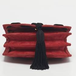 Pre Owned Saint Laurent Red/Black Suede Fetish Crossbody Bag