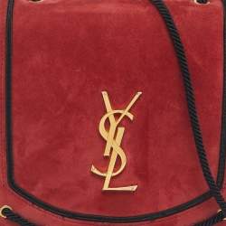 Pre Owned Saint Laurent Red/Black Suede Fetish Crossbody Bag