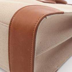 Pre Owned Saint Laurent Sac de Jour Thin Large Beige/Brown Canvas Leather Tote Bag