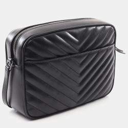 Pre Owned Saint Laurent Lou Monogram Black Leather Camera Shoulder Bag