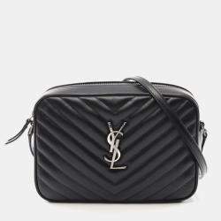 Pre Owned Saint Laurent Lou Monogram Black Leather Camera Shoulder Bag