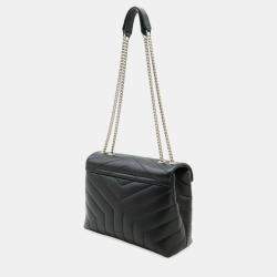 Pre Owned Saint Laurent Lulu Black Quilted Leather Chain Shoulder Bag