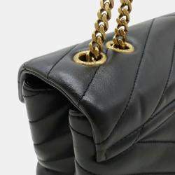 Pre Owned Saint Laurent Lulu Black Quilted Leather Chain Shoulder Bag