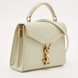 Pre Owned Saint Laurent Off White Leather Mini Cassandra Top Handle Bag