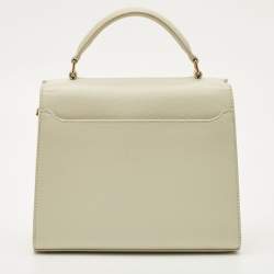 Pre Owned Saint Laurent Off White Leather Mini Cassandra Top Handle Bag