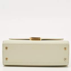 Pre Owned Saint Laurent Off White Leather Mini Cassandra Top Handle Bag