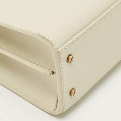 Pre Owned Saint Laurent Off White Leather Mini Cassandra Top Handle Bag