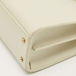 Pre Owned Saint Laurent Off White Leather Mini Cassandra Top Handle Bag