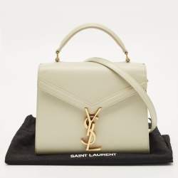 Pre Owned Saint Laurent Off White Leather Mini Cassandra Top Handle Bag