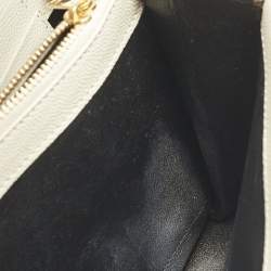 Pre Owned Saint Laurent White Mixed Quilted Leather Envelope Monogram Chain Bag