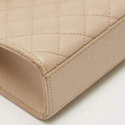 Pre Owned Saint Laurent Beige Mix Matelassé Leather Medium Envelope Chain Bag