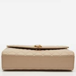 Pre Owned Saint Laurent Beige Mix Matelassé Leather Medium Envelope Chain Bag