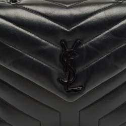Pre Owned Saint Laurent Black Quilted Leather Small Loulou Shoulder Bag
