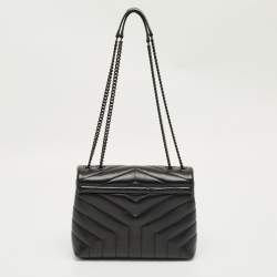 Pre Owned Saint Laurent Black Quilted Leather Small Loulou Shoulder Bag