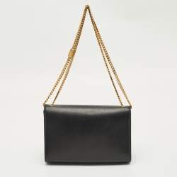 Pre Owned Saint Laurent Black Leather Medium Kate Tassel Chain Shoulder Bag