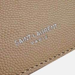 Pre Owned Saint Laurent Paris Beige Leather card wallet