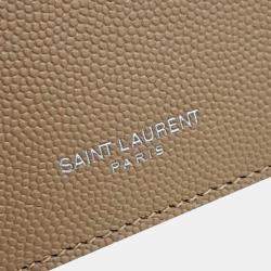 Pre Owned Saint Laurent Paris Beige Leather card wallet