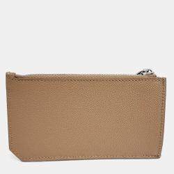 Pre Owned Saint Laurent Paris Beige Leather card wallet