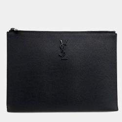 Pre Owned Saint Laurent Paris Black Leather Clutch