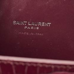 Pre Owned Saint Laurent Red Croc Embossed Leather Baby Classic Sac De Jour Tote