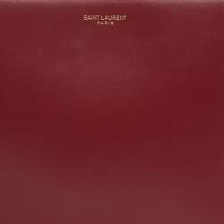 Pre Owned Saint Laurent Red Leather Zip Flat Pouch
