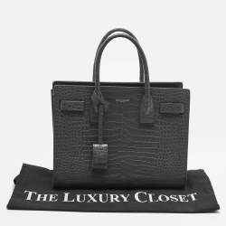 Pre Owned Saint Laurent Grey Croc Embossed Leather Baby Classic Sac De Jour Tote