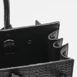 Pre Owned Saint Laurent Grey Croc Embossed Leather Baby Classic Sac De Jour Tote