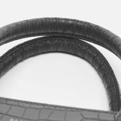 Pre Owned Saint Laurent Grey Croc Embossed Leather Baby Classic Sac De Jour Tote