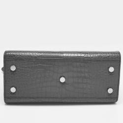 Pre Owned Saint Laurent Grey Croc Embossed Leather Baby Classic Sac De Jour Tote