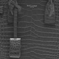 Pre Owned Saint Laurent Grey Croc Embossed Leather Baby Classic Sac De Jour Tote