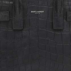 Pre Owned Saint Laurent Black Croc Embossed Leather Nano Classic Sac De Jour Tote