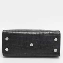 Pre Owned Saint Laurent Black Croc Embossed Leather Nano Classic Sac De Jour Tote