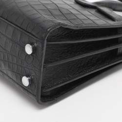 Pre Owned Saint Laurent Black Croc Embossed Leather Nano Classic Sac De Jour Tote