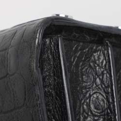Pre Owned Saint Laurent Black Croc Embossed Leather Nano Classic Sac De Jour Tote