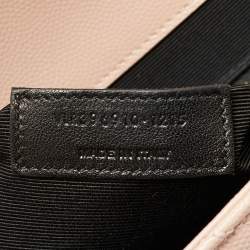 Pre Owned Saint Laurent Pink Chevron Leather Large Monogram Envelope Shoulder Bag