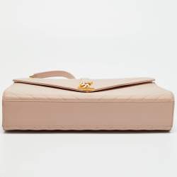 Pre Owned Saint Laurent Pink Chevron Leather Large Monogram Envelope Shoulder Bag