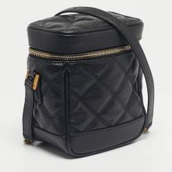 Pre Owned Saint Laurent Black Quilted Leather 80's Vanity Shoulder Bag