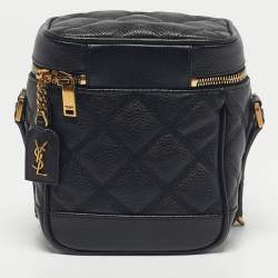 Pre Owned Saint Laurent Black Quilted Leather 80's Vanity Shoulder Bag
