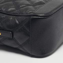 Pre Owned Saint Laurent Black Quilted Leather 80's Vanity Shoulder Bag