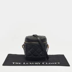 Pre Owned Saint Laurent Black Quilted Leather 80's Vanity Shoulder Bag
