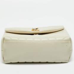 Pre Owned Saint Laurent Off White Matelassé Leather Small Loulou Shoulder Bag